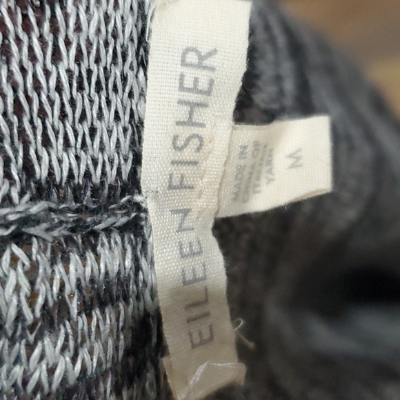 Eileen fisher linen black grey space dye knit open front cardigan - Picture 6 of 7